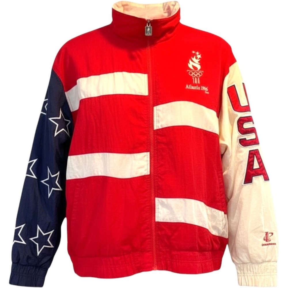 Vintage 1996 Atlanta Olympics USA Windbreaker Jacket Logo 7 Red White Blue XL